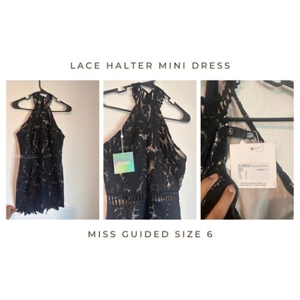 NWT MissGuided Lace Halter Mini Dress​​